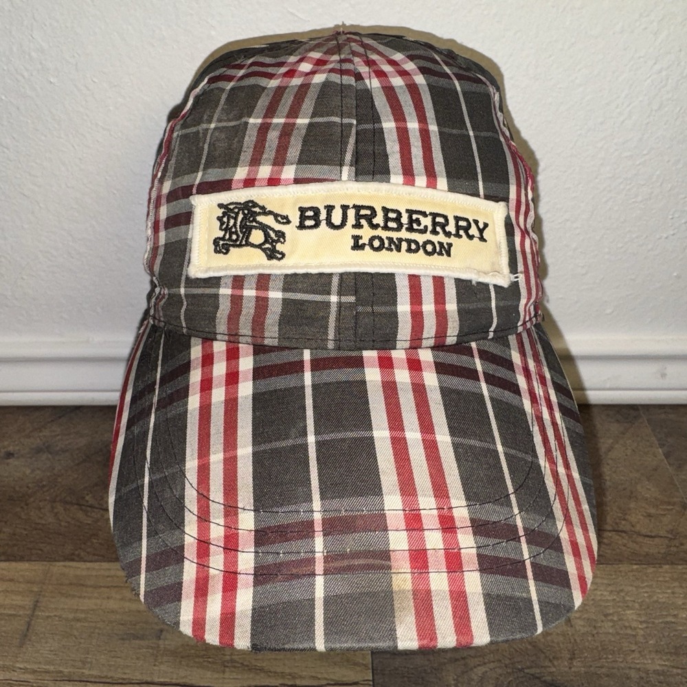 Vintage Burberry London Check Cap Adjustable Clasp Rare